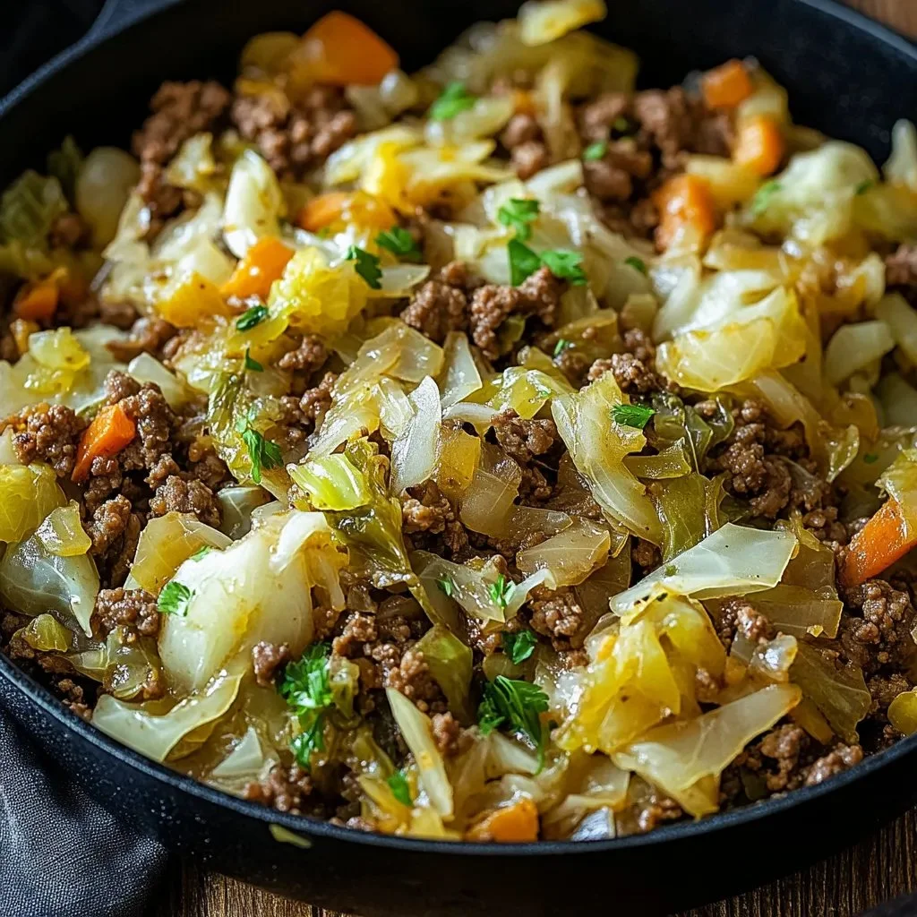 Boeuf haché au chou savoureux et réconfortant en assiette